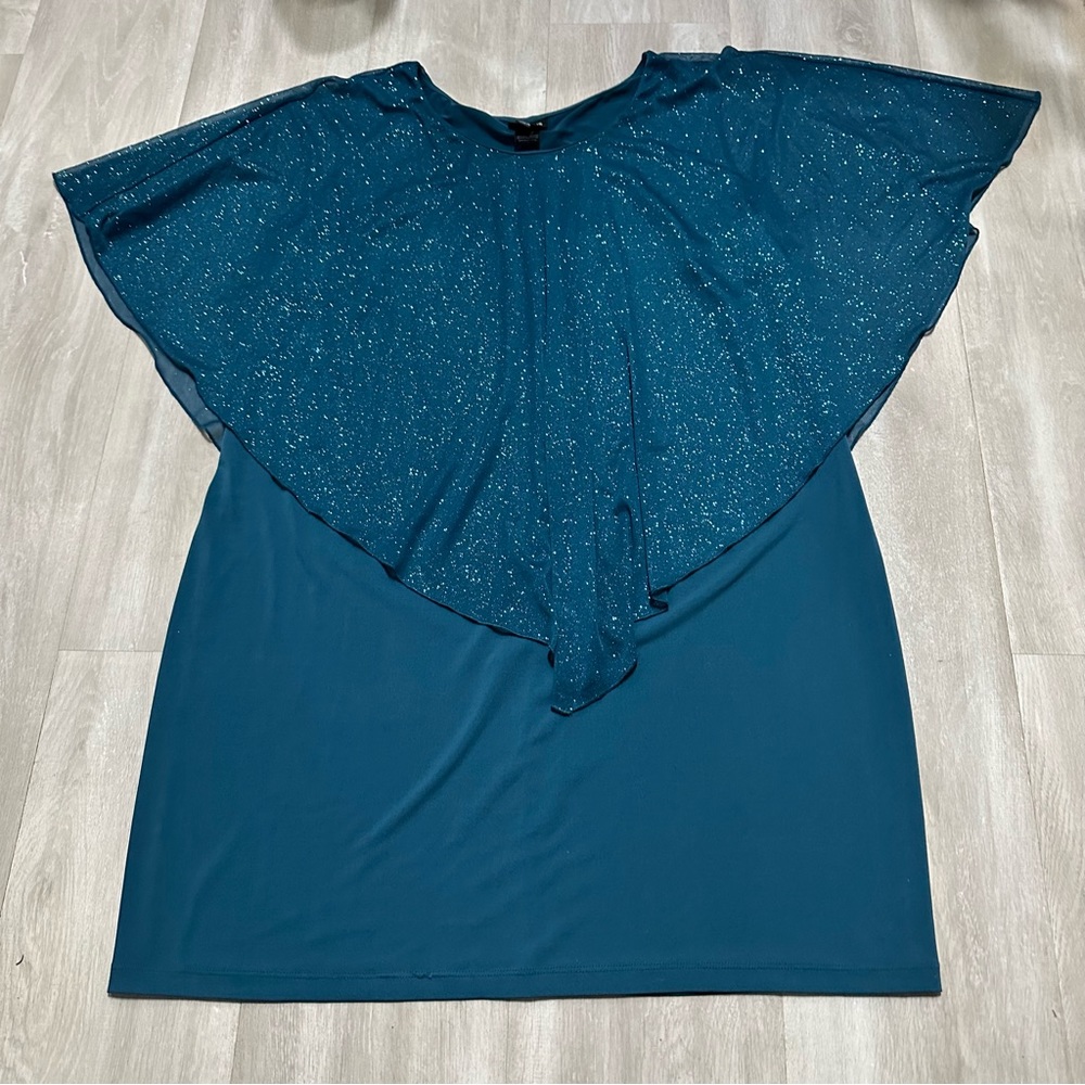Enfocus Women’s Turquoise Glitter Formal Dress Sz 18W